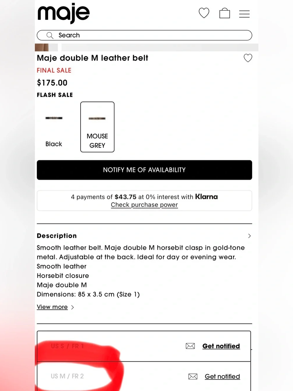 Maje Double M Leather Belt